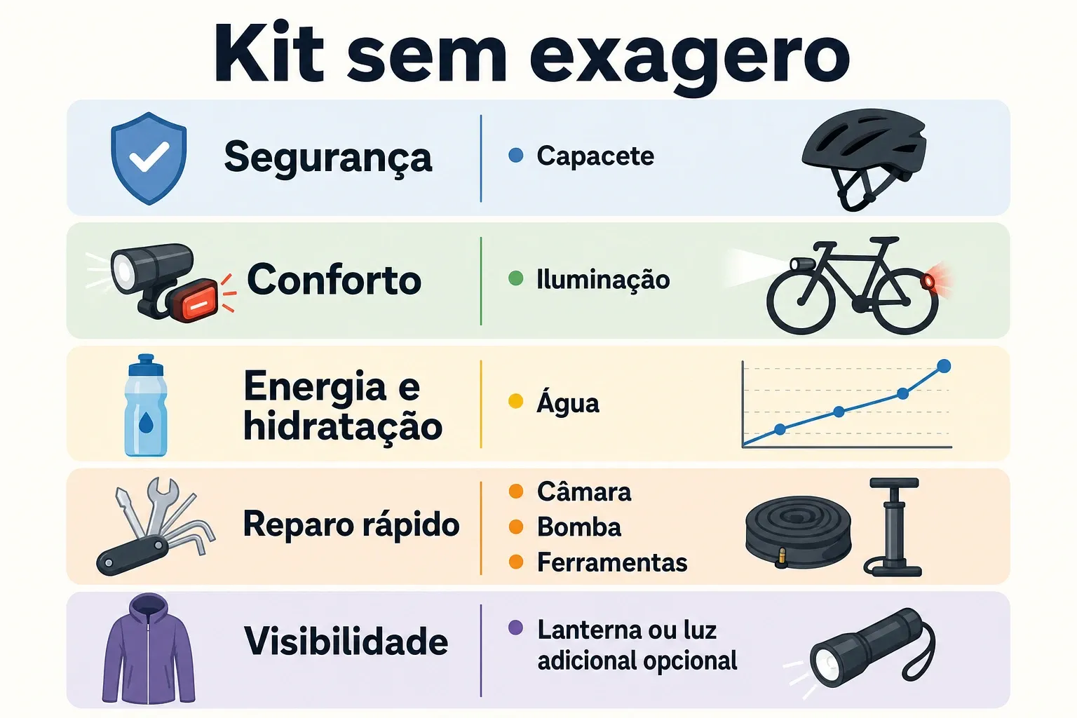 Checklist do que levar no pedal de aventura com foco em segurança e baixo peso