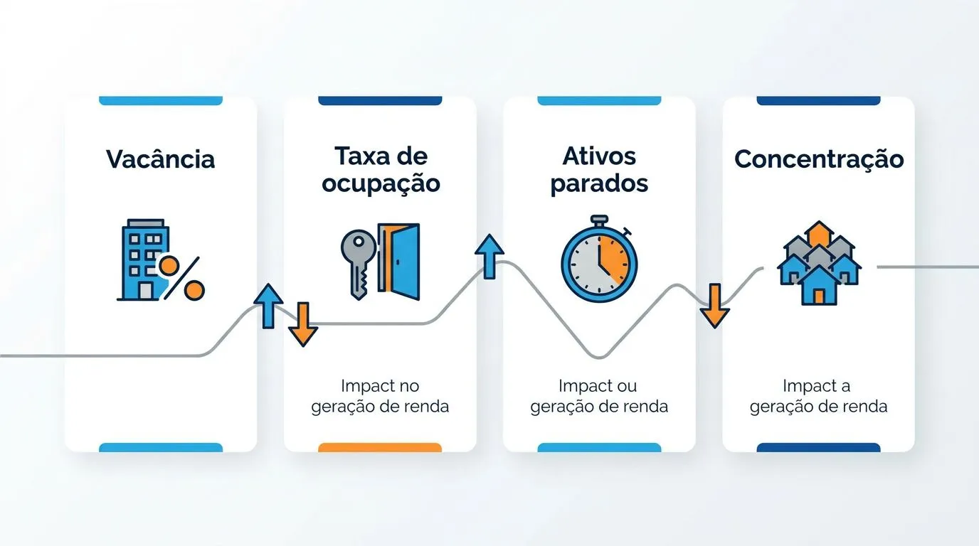 Infográfico com pontos de vacância e taxa de ocupação para avaliar risco de FII