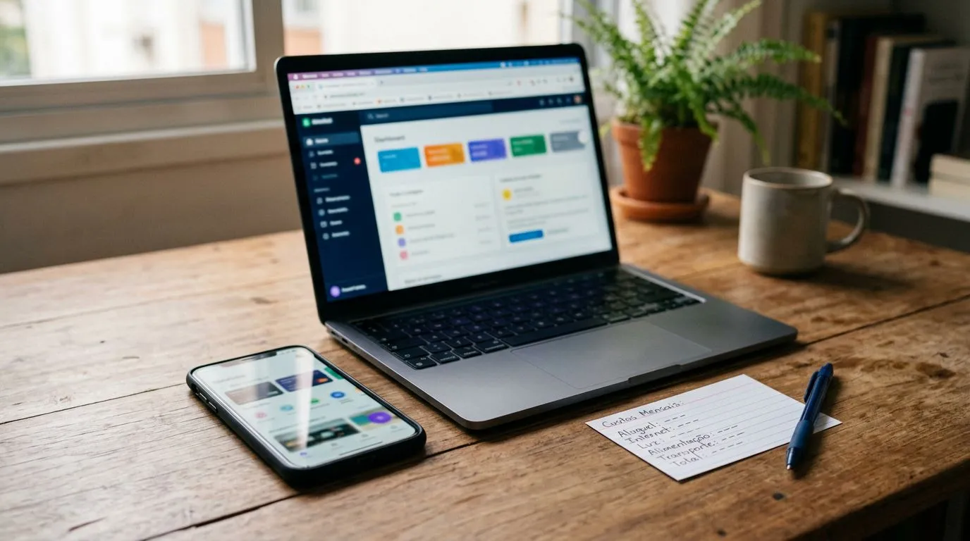 Devices with blurred brokerage interfaces, representing a comparison of access and costs for investing in stocks.