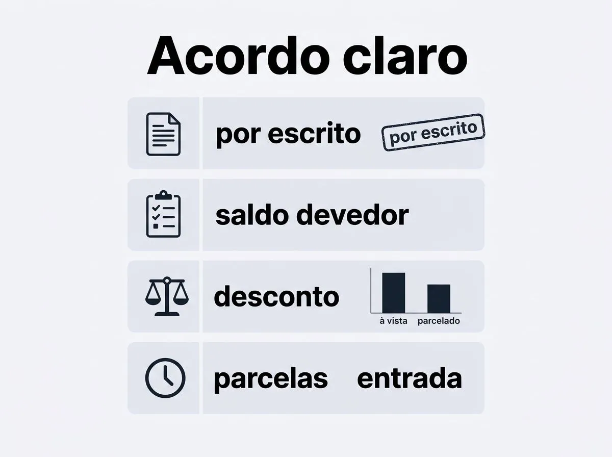 Infográfico mostrando pontos essenciais do acordo para renegociar dívida